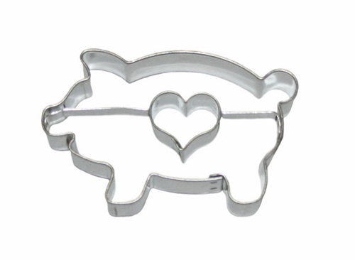 Piglet / heart cut-out – cookie cutter, stainless steel