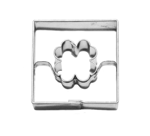 Square / four-leaf clover cut-out – cookie cutter, tinplate