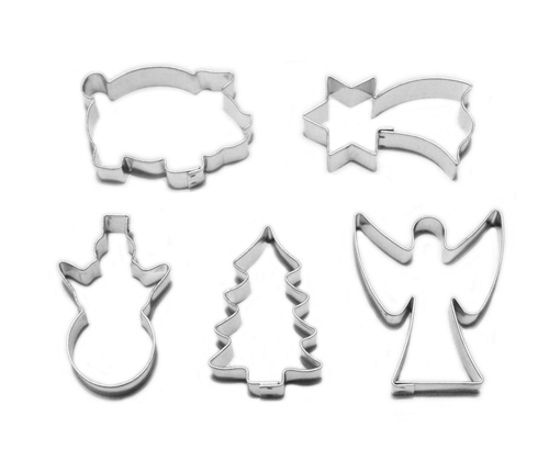 Small Christmas cookie cutter set (5 pcs), stainless steel
